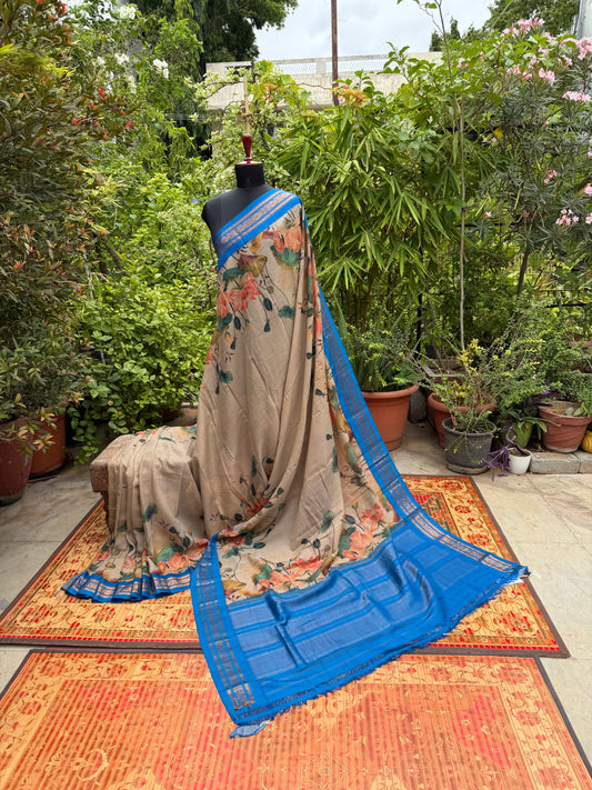 Gadwal cotton with digital print saree