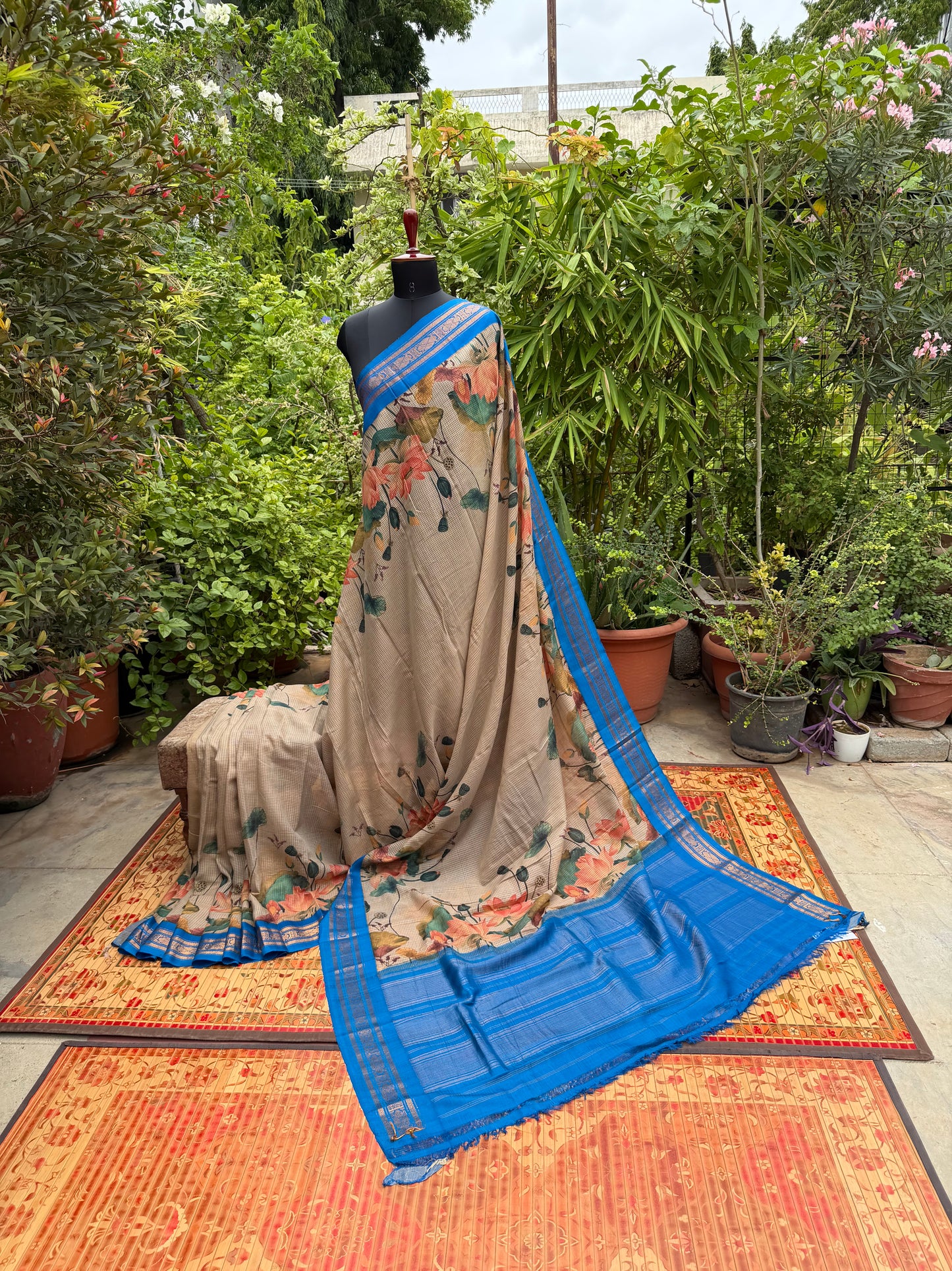 Gadwal cotton with digital print saree