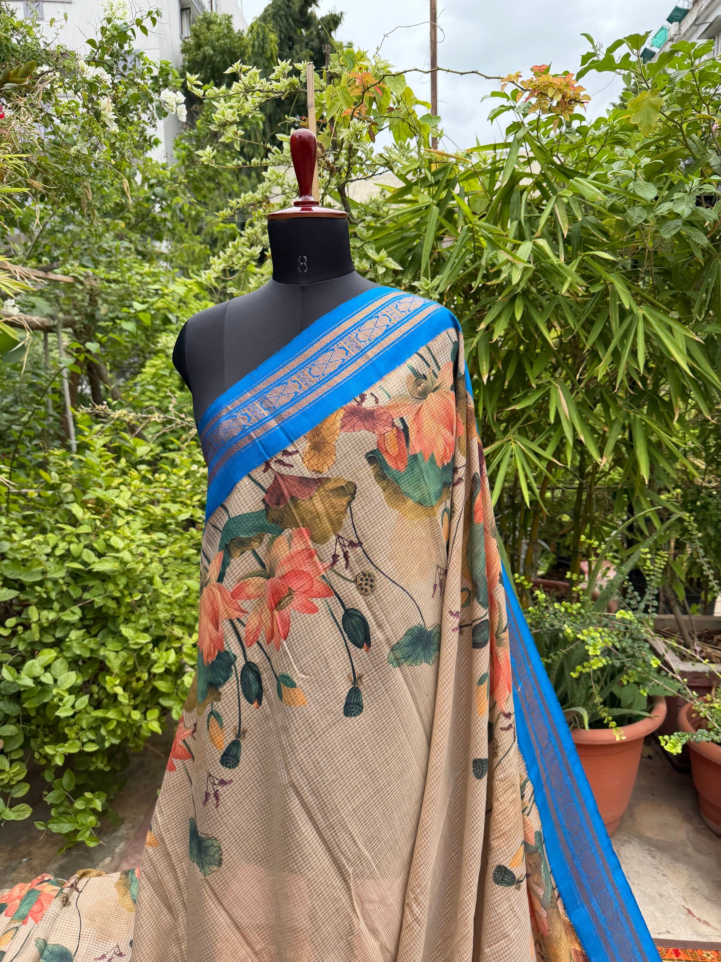 Gadwal cotton with digital print saree
