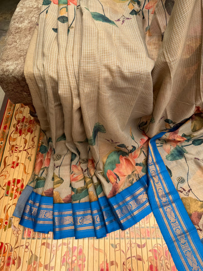Gadwal cotton with digital print saree