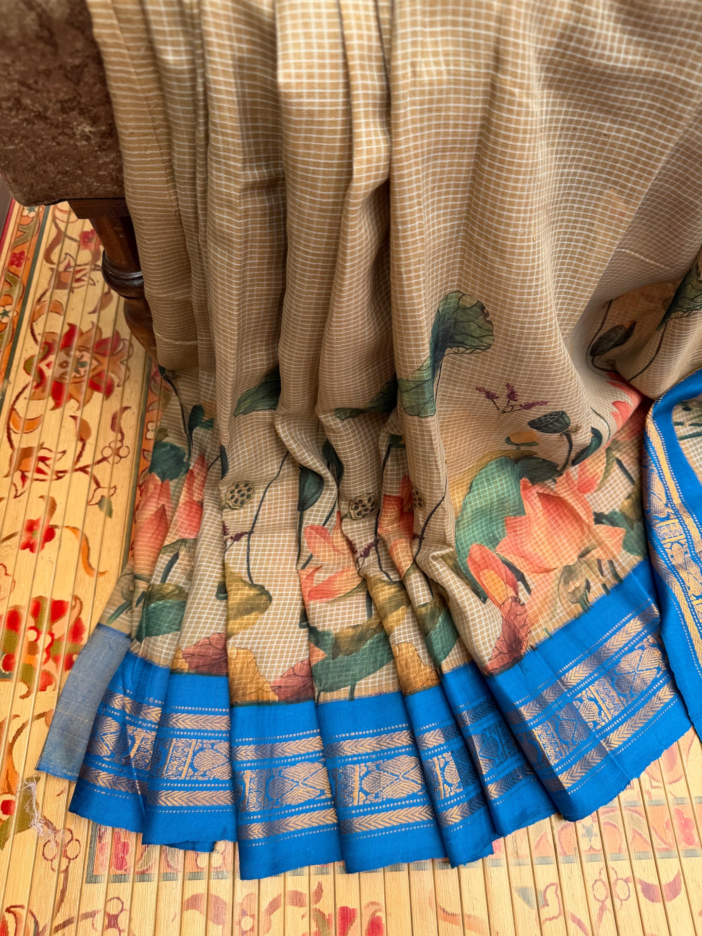 Gadwal cotton with digital print saree
