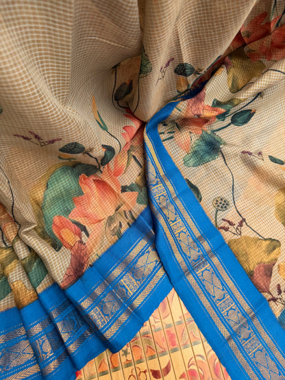 Gadwal cotton with digital print saree