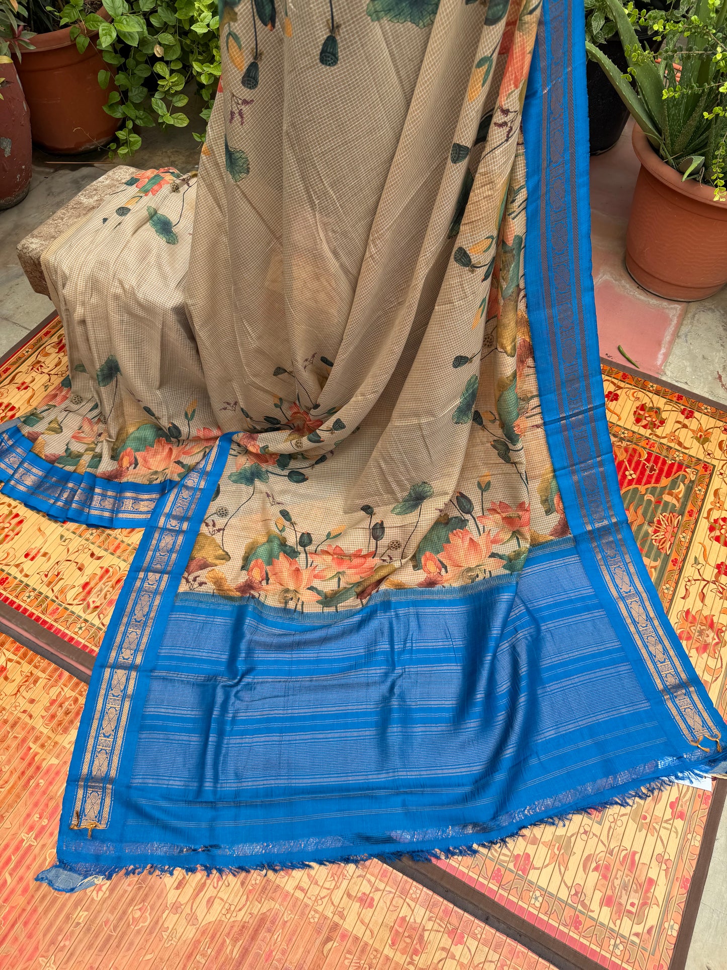 Gadwal cotton with digital print saree