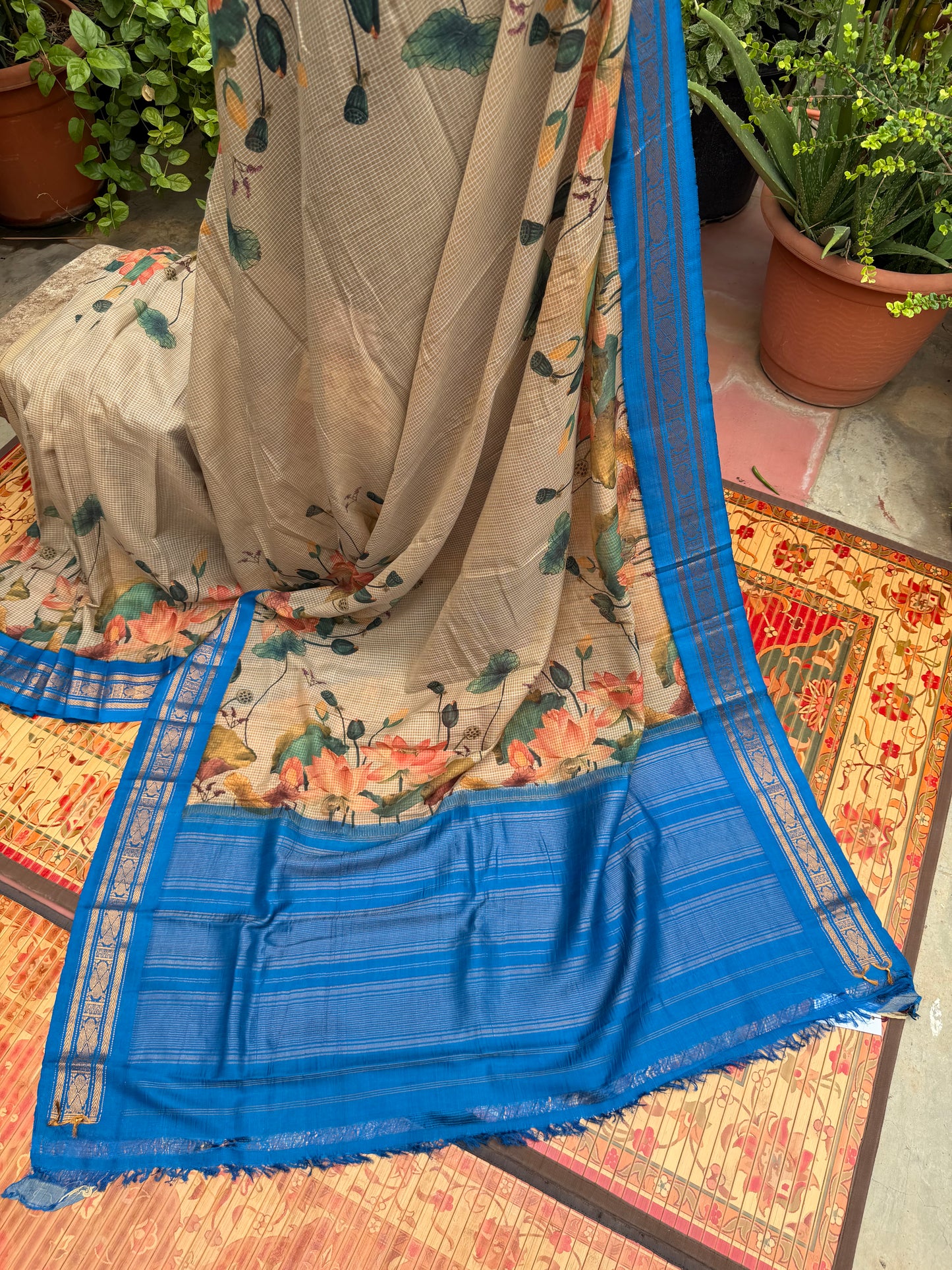 Gadwal cotton with digital print saree
