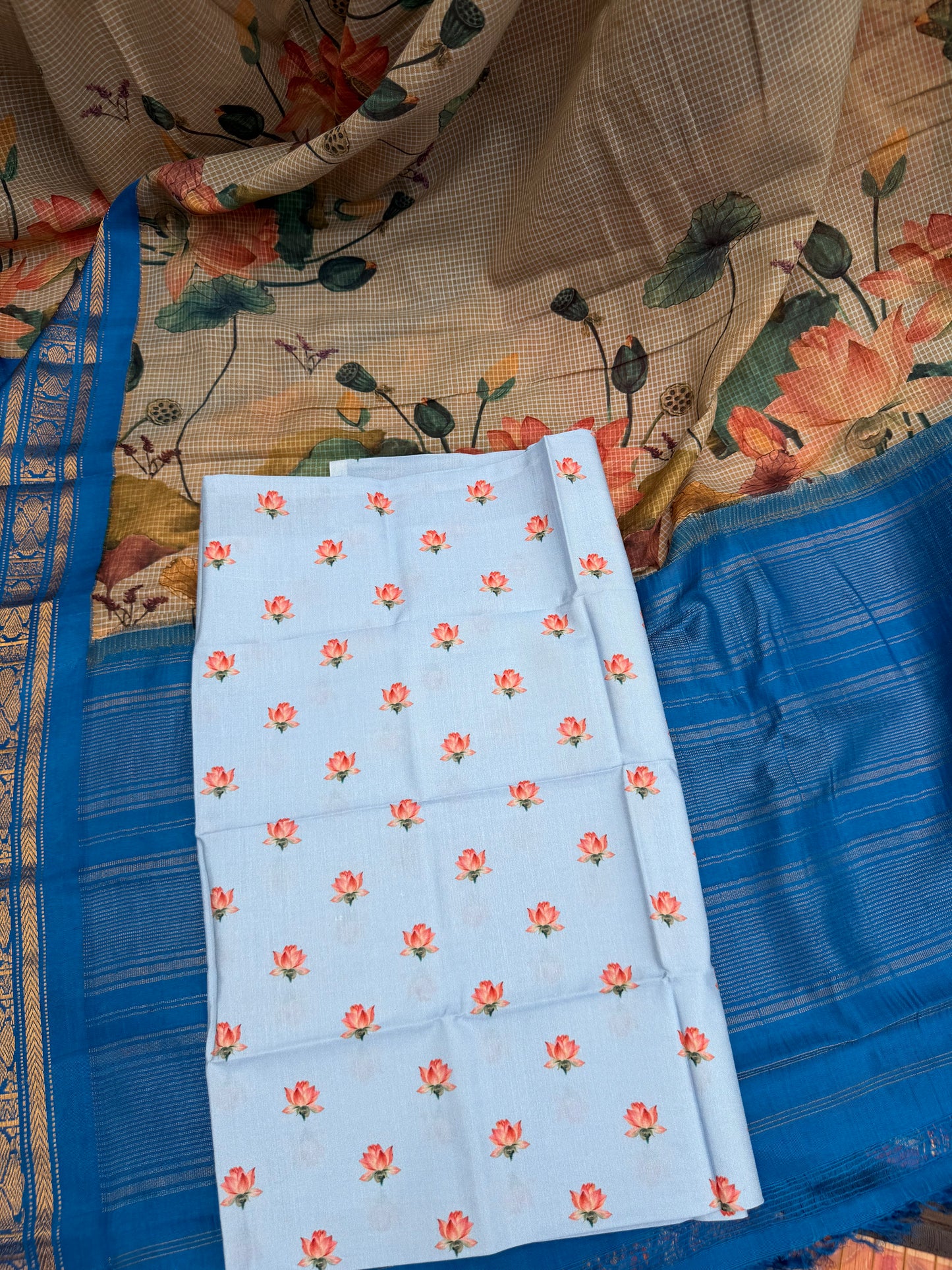 Gadwal cotton with digital print saree