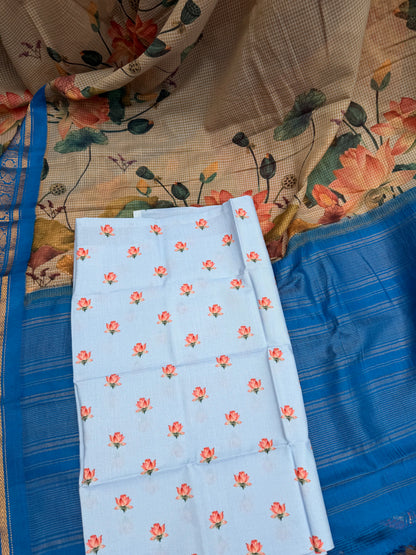 Gadwal cotton with digital print saree