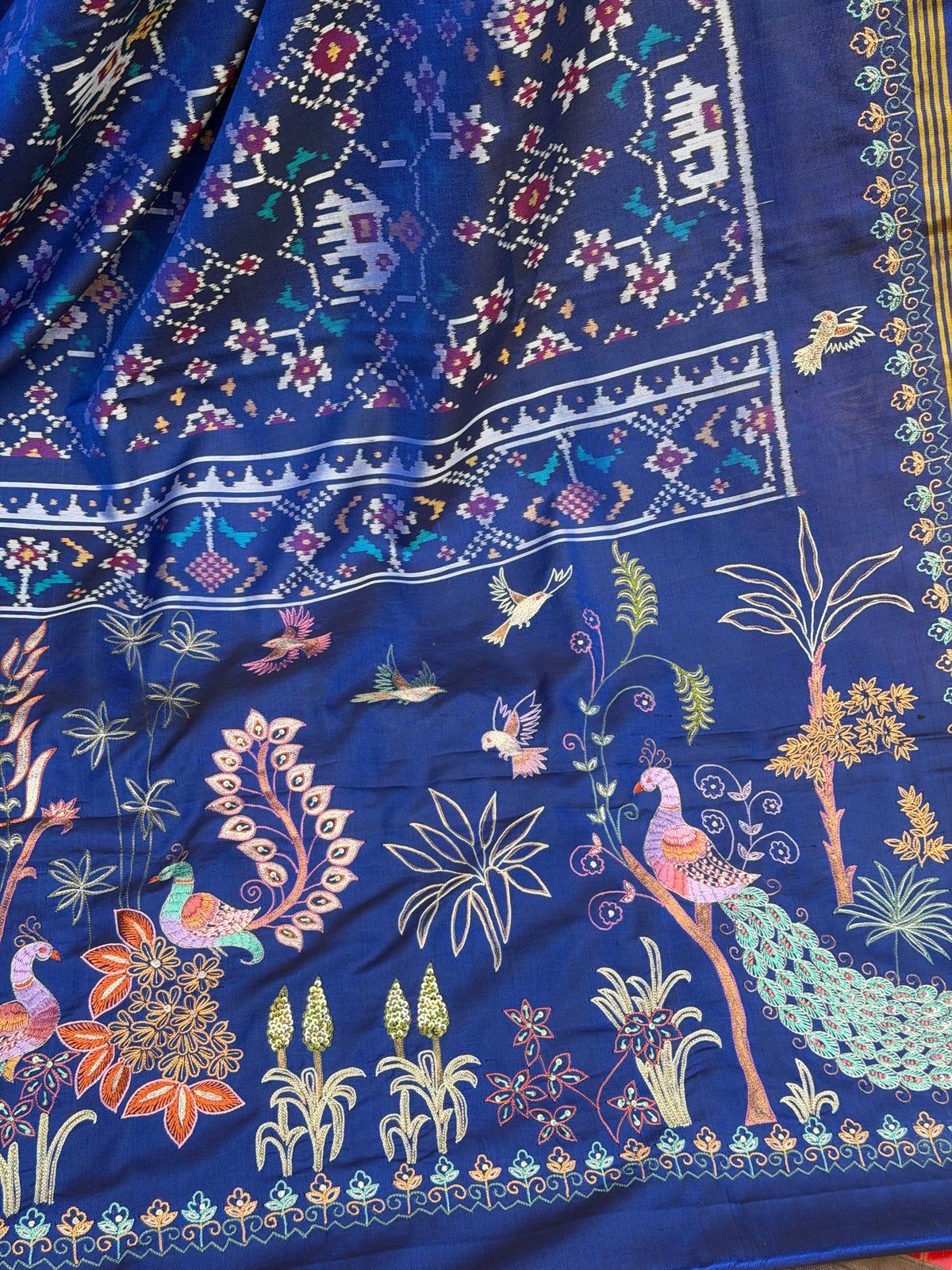 Pure Silk Patola With Aari Work Embroidery