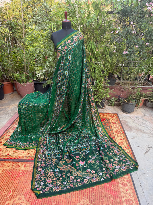 Pure Silk Patola With Aari work embroidery