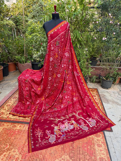 Pure Silk Patola With Aari work embroidery
