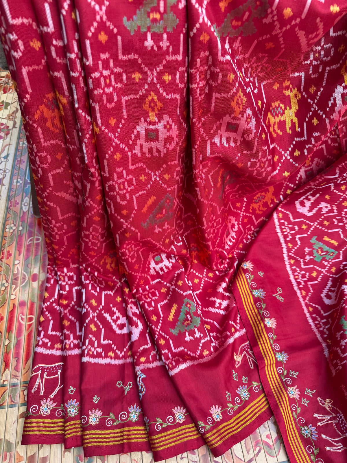 Pure Silk Patola With Aari work embroidery