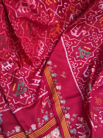 Pure Silk Patola With Aari work embroidery