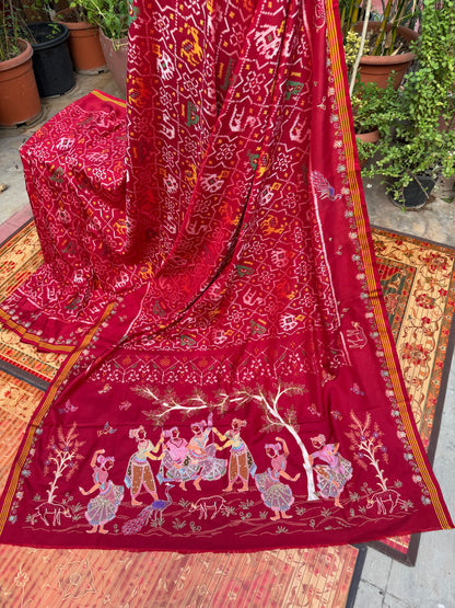 Pure Silk Patola With Aari work embroidery