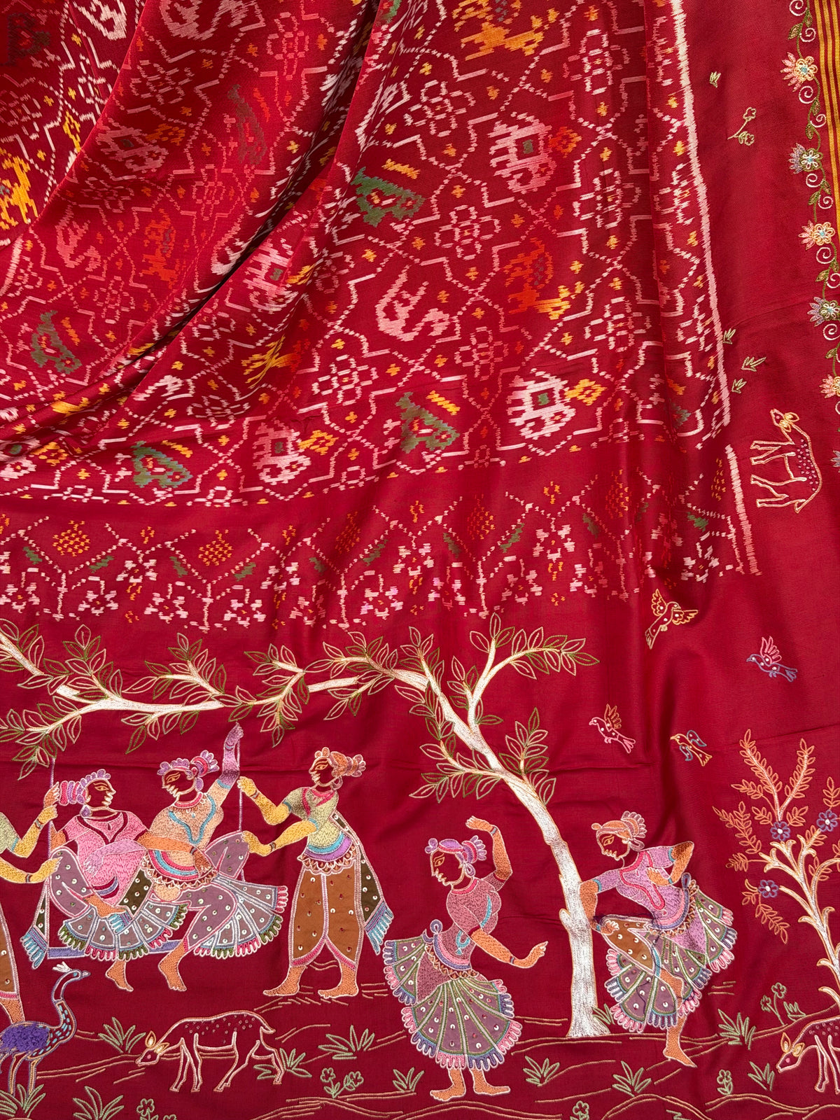 Pure Silk Patola With Aari work embroidery