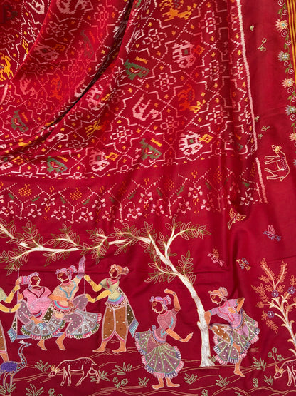 Pure Silk Patola With Aari work embroidery