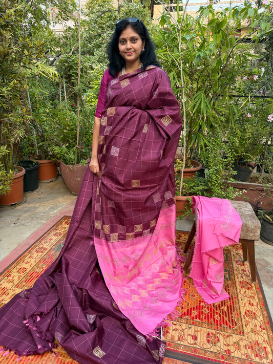 Kanchipattu With Kantha Hand Embroidery