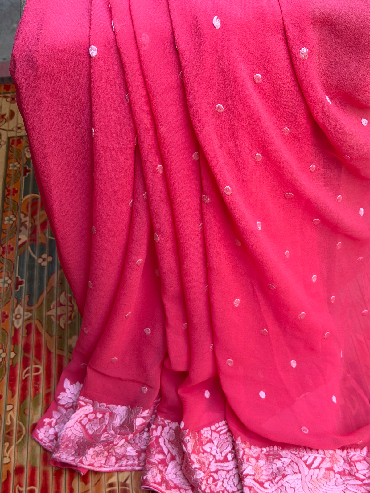 Pure Silk Georgette with Hand Embroidery Saree