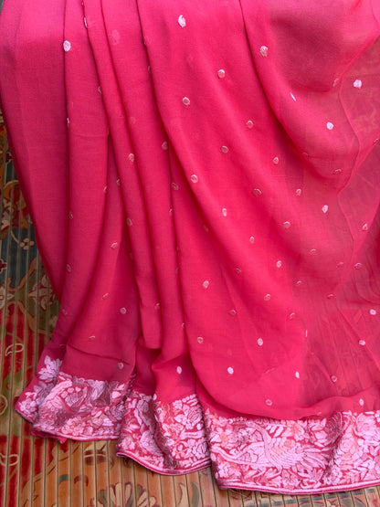 Pure Silk Georgette with Hand Embroidery Saree