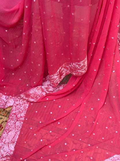 Pure Silk Georgette with Hand Embroidery Saree