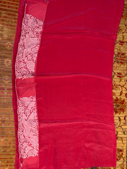Pure Silk Georgette with Hand Embroidery Saree