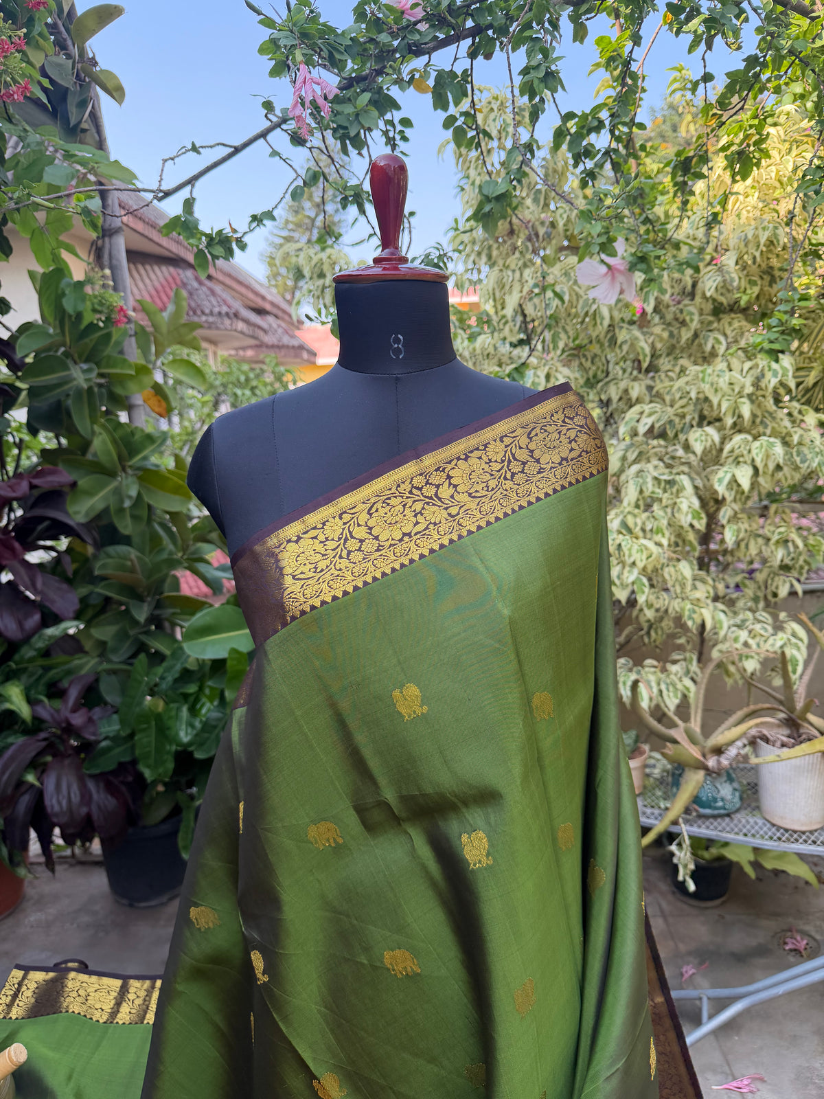 Pure Silk Kanjeevaram Petit Point Embroidery