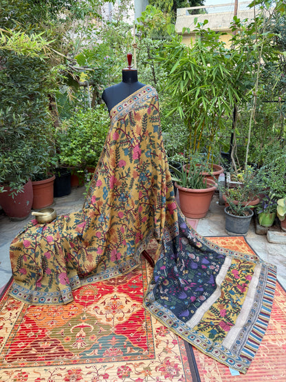 Pure mulberry silk X Tussar Penkalamkari