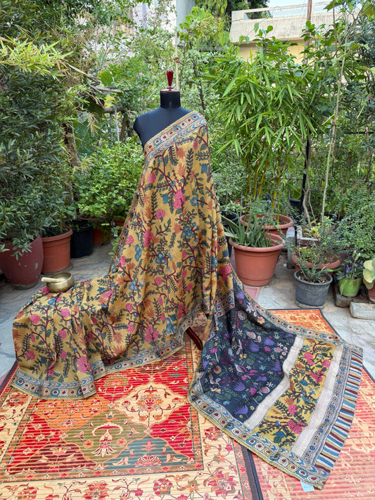 Pure mulberry silk X Tussar Penkalamkari