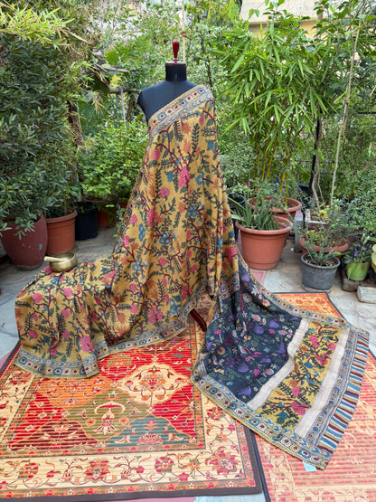 Pure mulberry silk X Tussar Penkalamkari