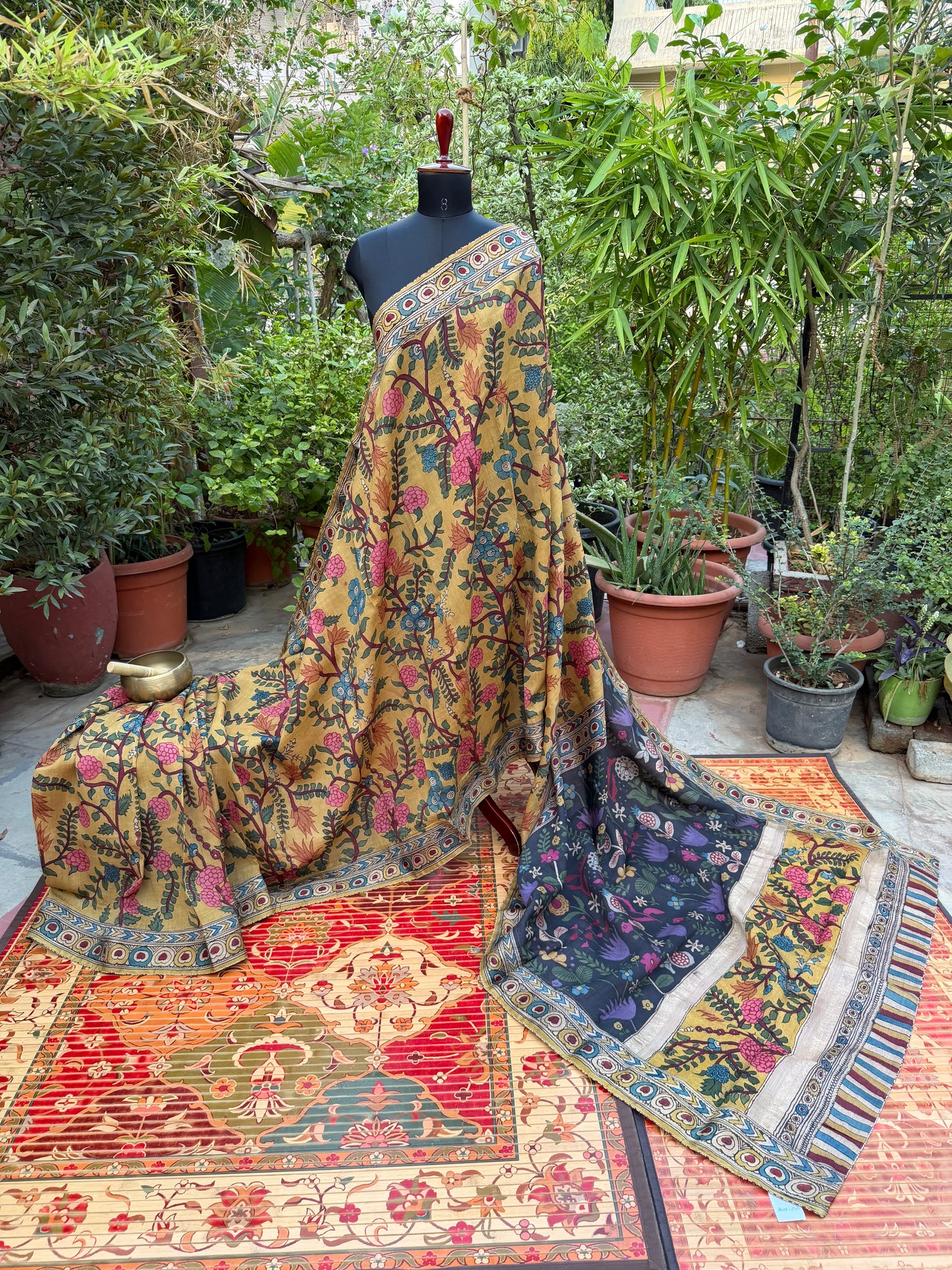Pure mulberry silk X Tussar Penkalamkari