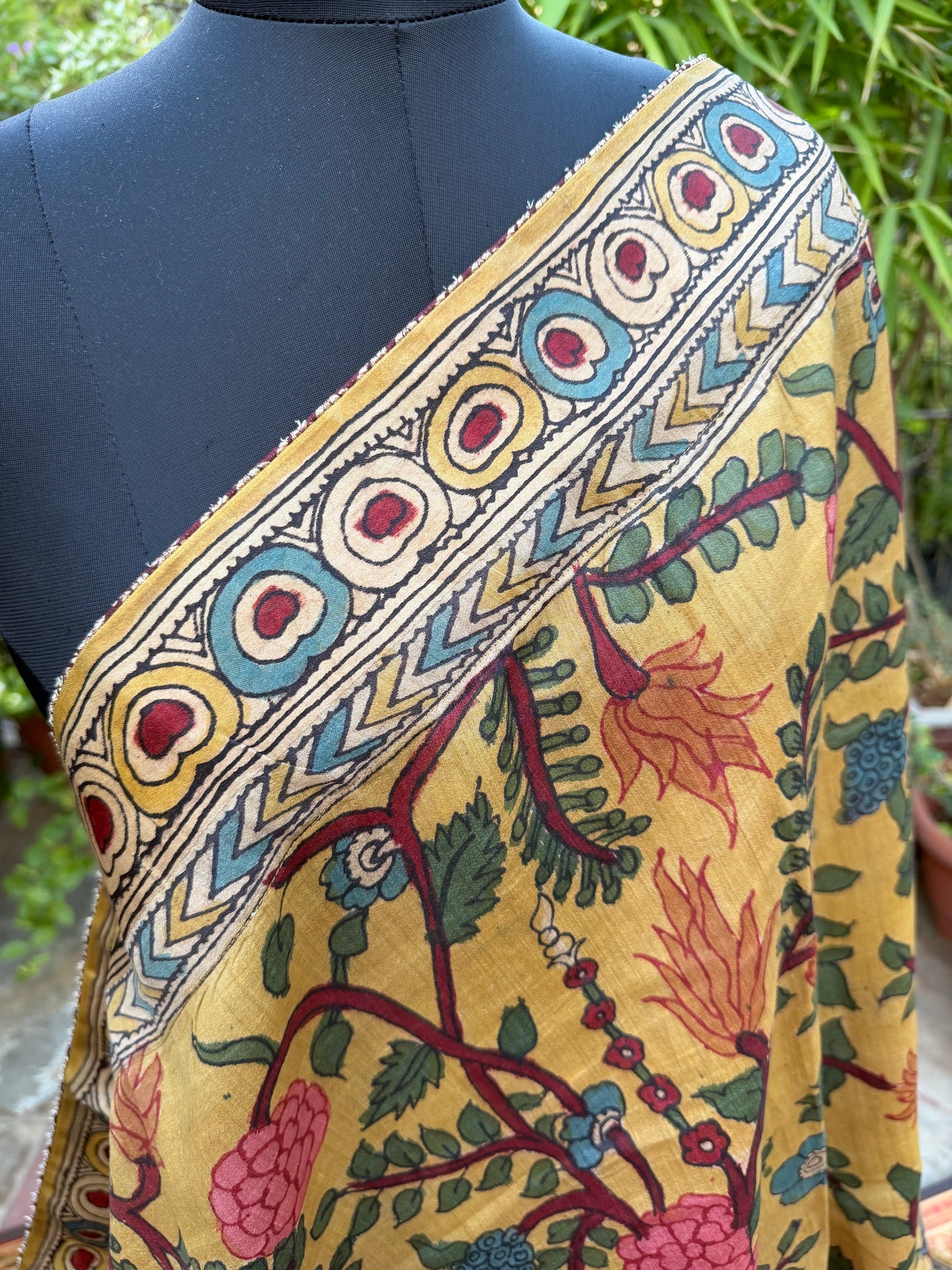 Pure mulberry silk X Tussar Penkalamkari