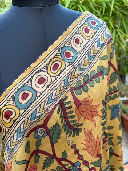 Pure mulberry silk X Tussar Penkalamkari