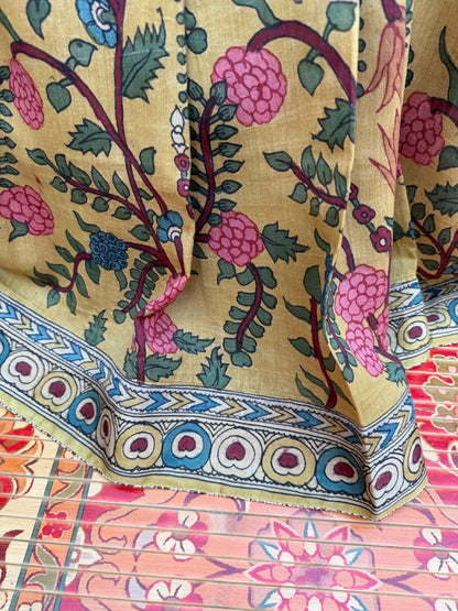 Pure mulberry silk X Tussar Penkalamkari
