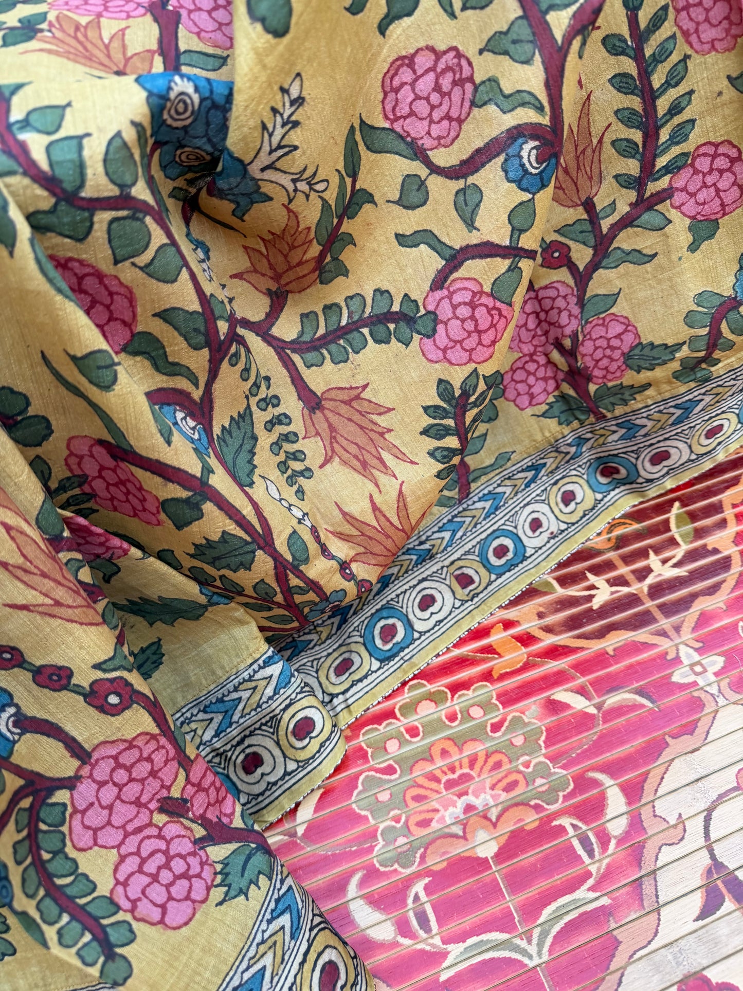 Pure mulberry silk X Tussar Penkalamkari