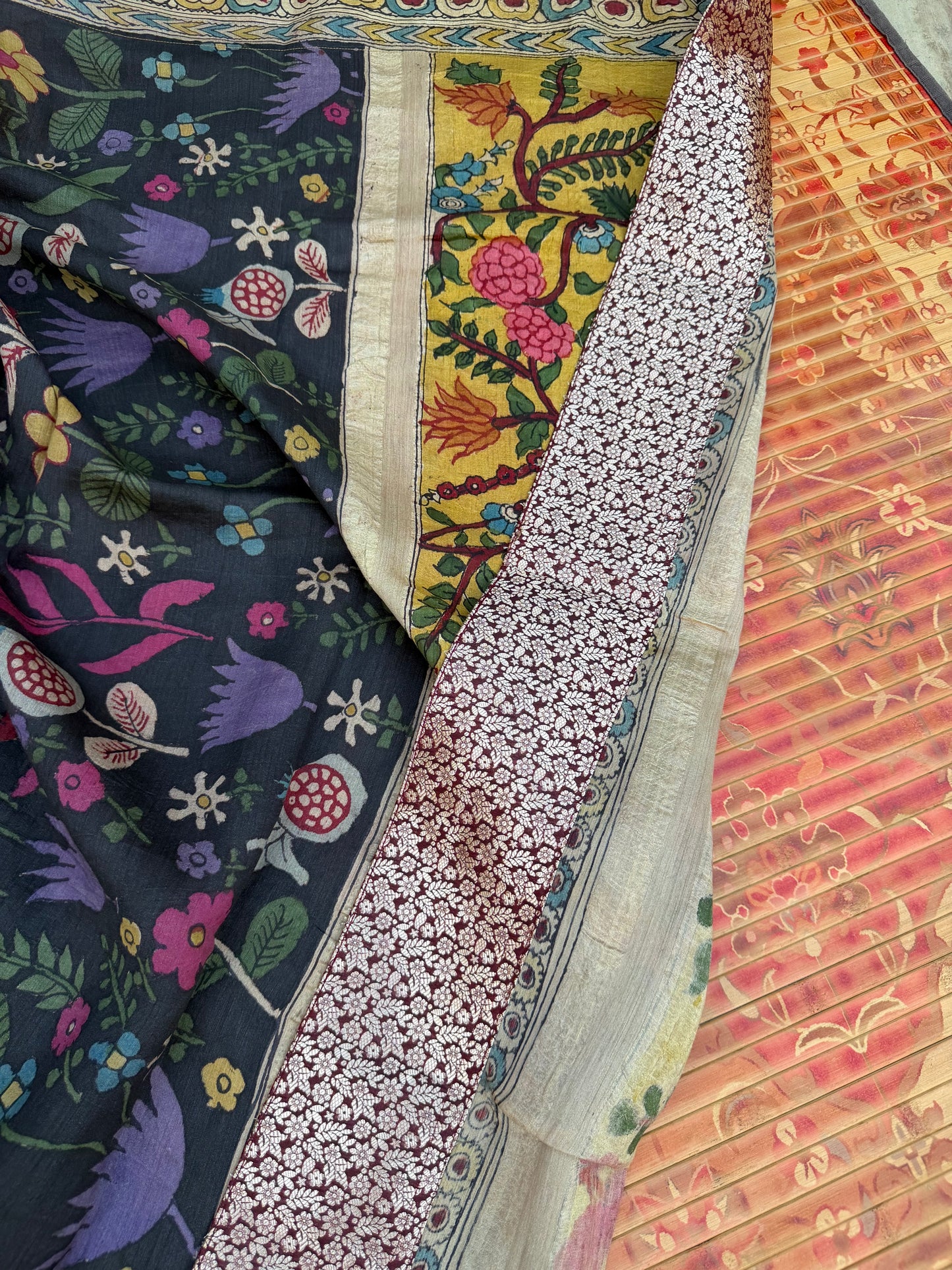 Pure mulberry silk X Tussar Penkalamkari