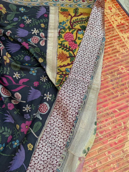 Pure mulberry silk X Tussar Penkalamkari