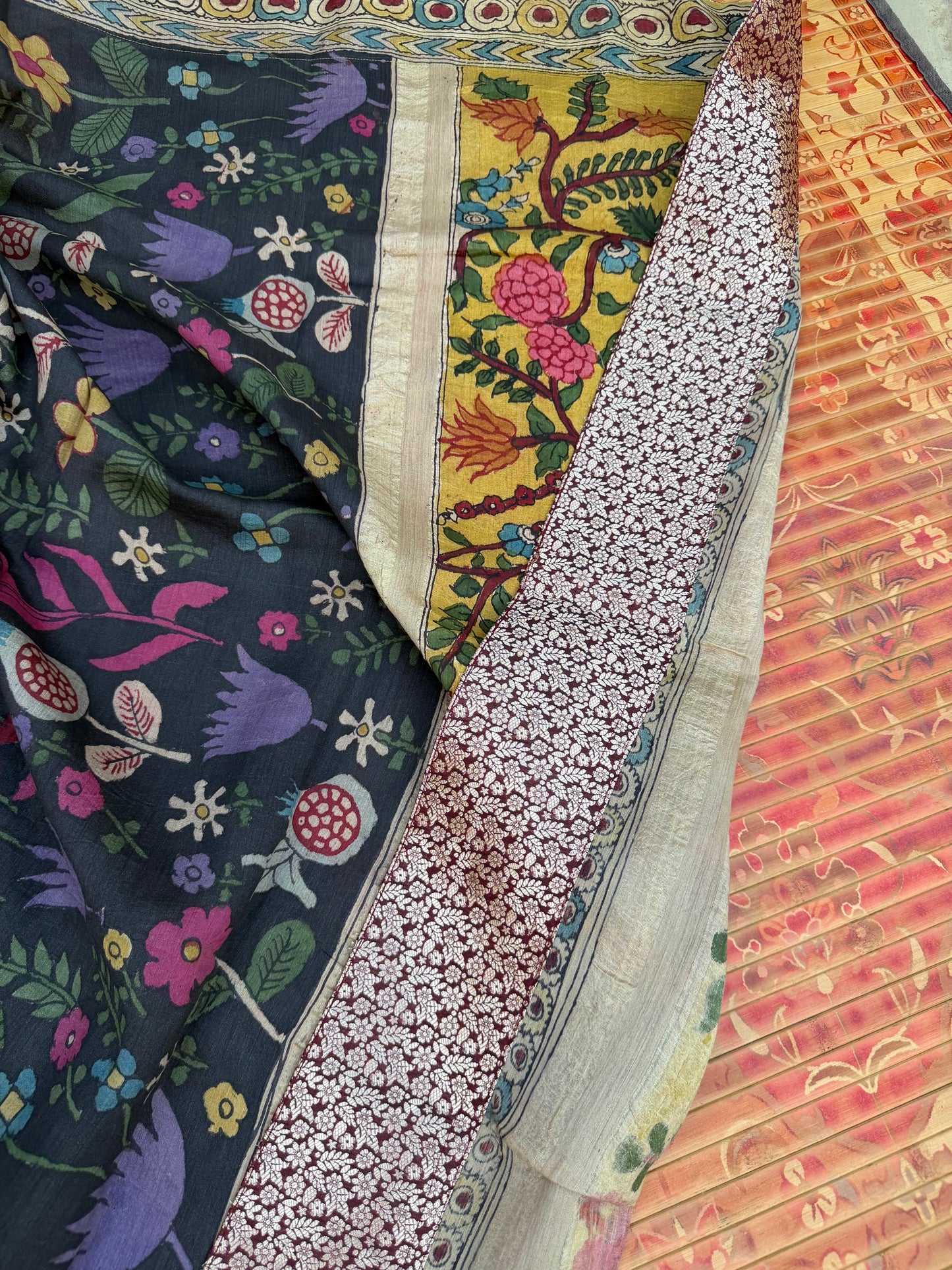 Pure mulberry silk X Tussar Penkalamkari