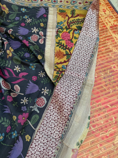 Pure mulberry silk X Tussar Penkalamkari
