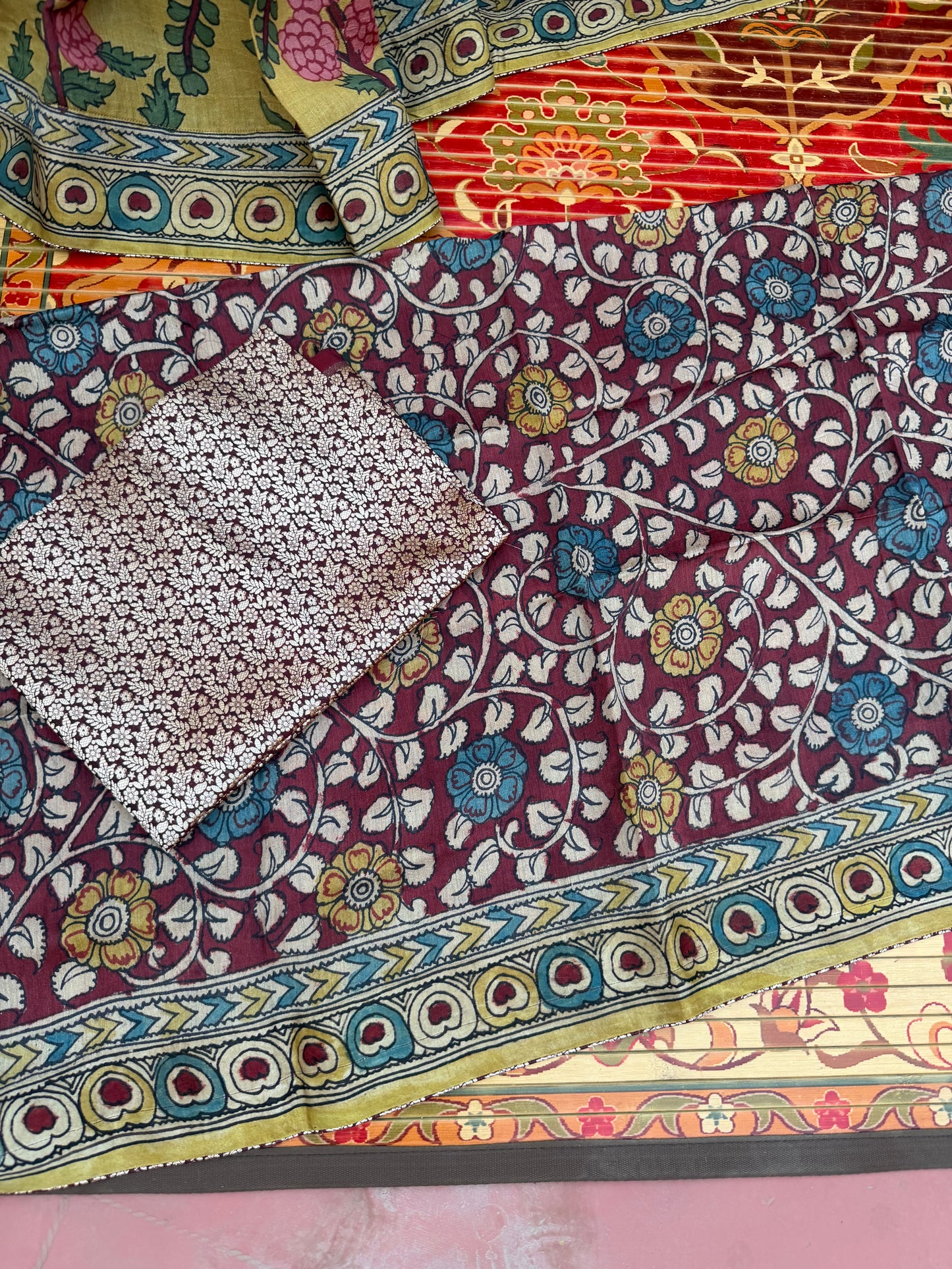 Pure mulberry silk X Tussar Penkalamkari