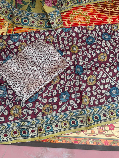 Pure mulberry silk X Tussar Penkalamkari