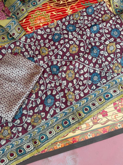 Pure mulberry silk X Tussar Penkalamkari