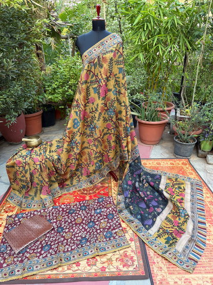 Pure mulberry silk X Tussar Penkalamkari