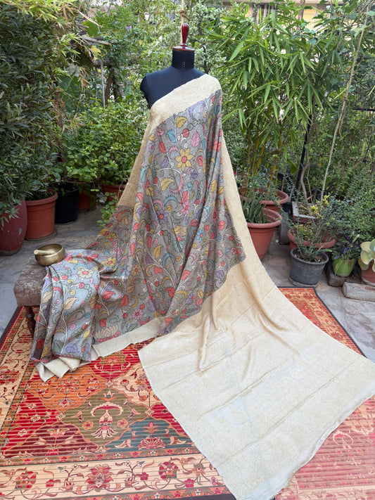Tussar Chikankari X Penkalamkari
