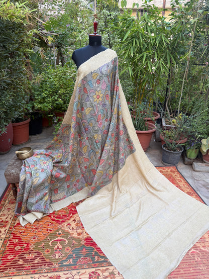 Tussar Chikankari X Penkalamkari