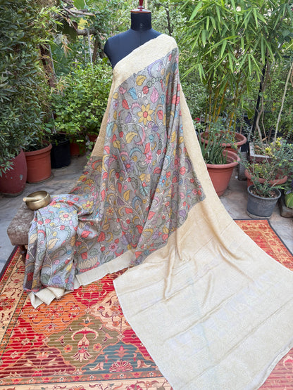 Tussar Chikankari X Penkalamkari
