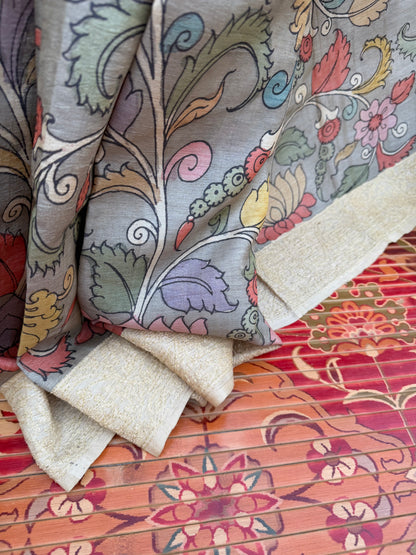 Tussar Chikankari X Penkalamkari