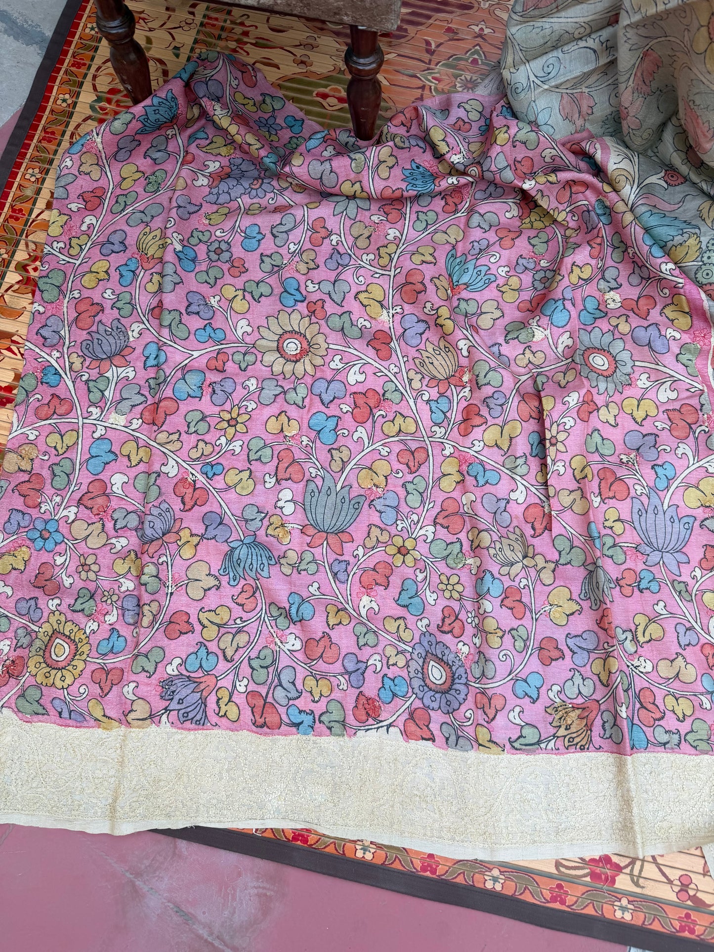 Tussar Chikankari X Penkalamkari