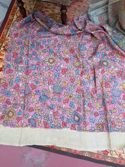 Tussar Chikankari X Penkalamkari