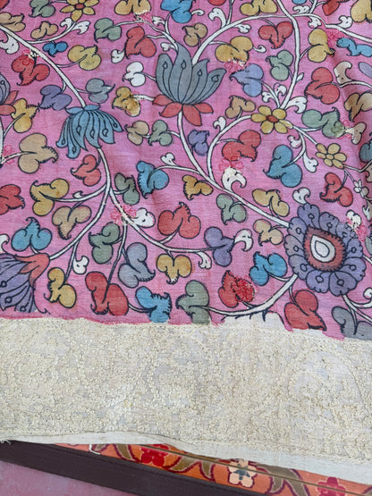 Tussar Chikankari X Penkalamkari