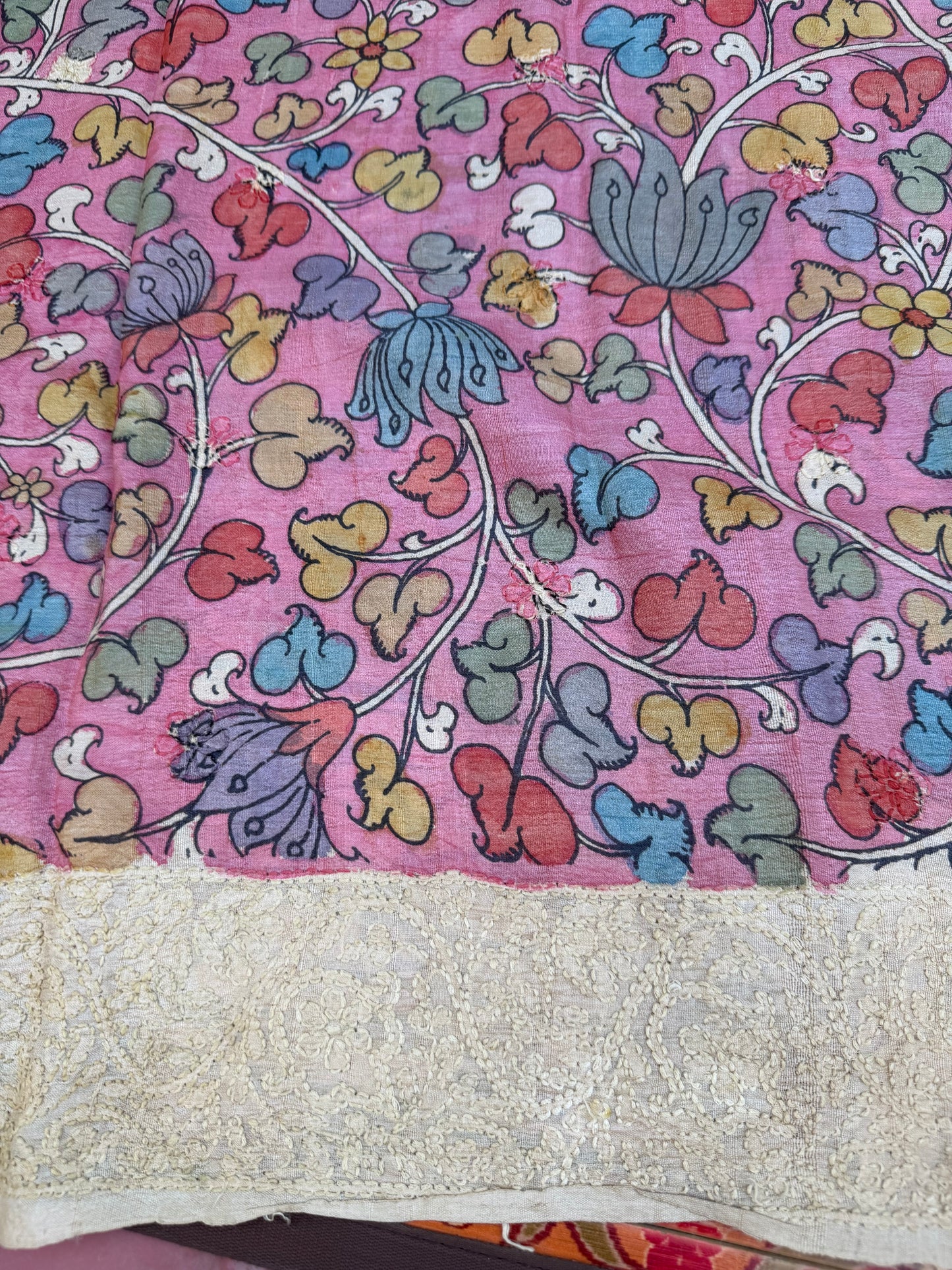 Tussar Chikankari X Penkalamkari
