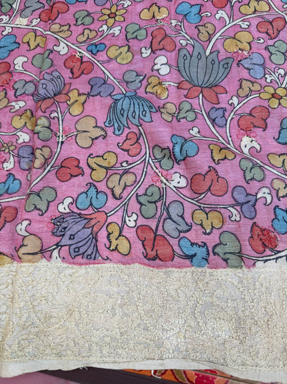 Tussar Chikankari X Penkalamkari