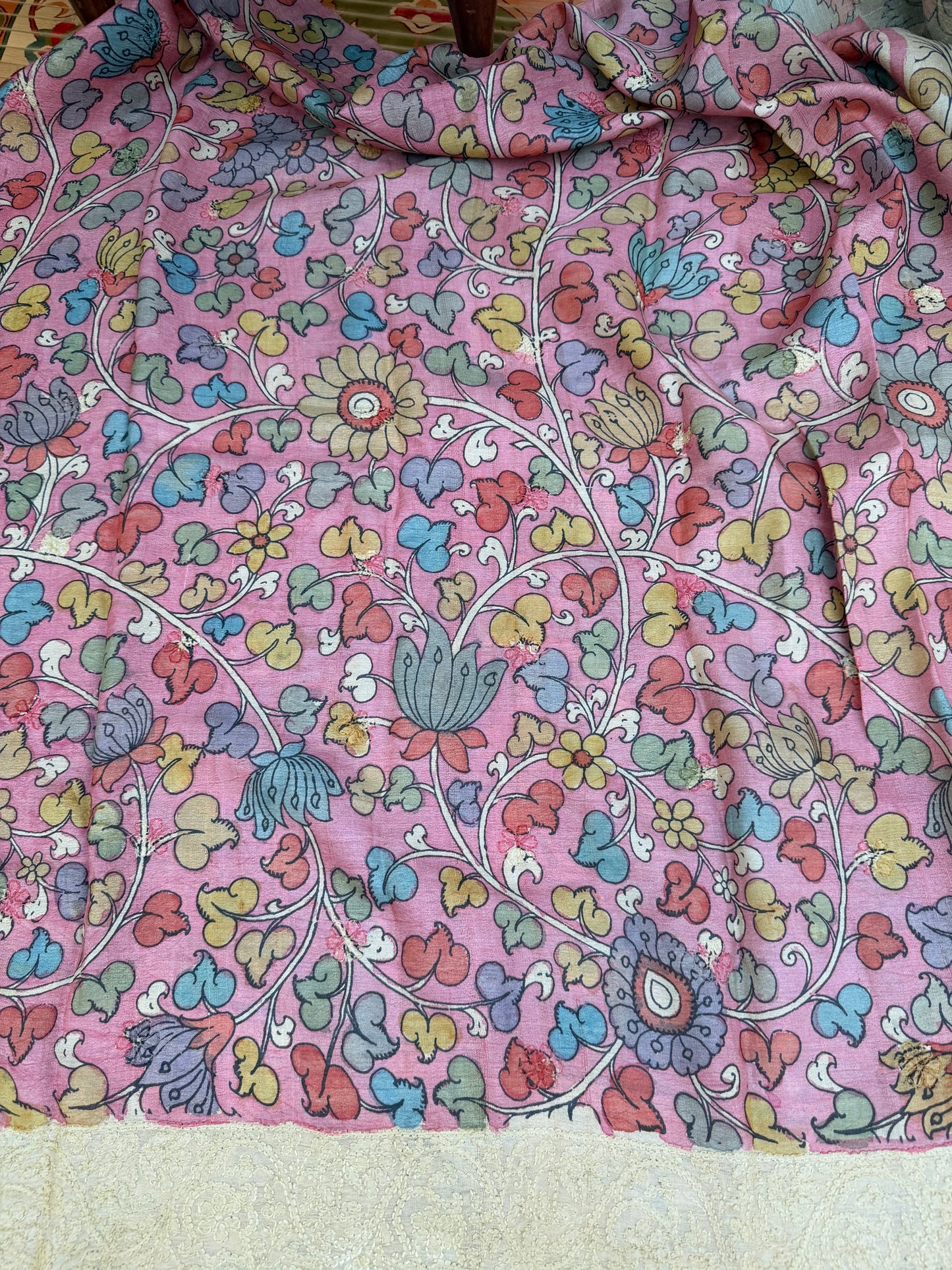 Tussar Chikankari X Penkalamkari